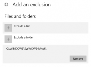 Exclude Files in Windows Defender