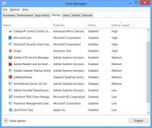 Task Manager Starup tab