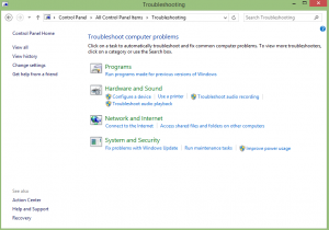 Troubleshooting in Control Panel
