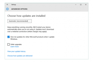 windows update advanced options windows